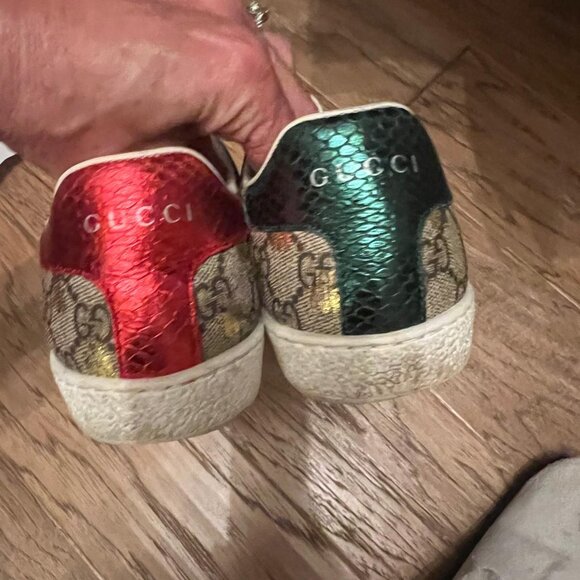Gucci Ace GG Bee Monogram Leather Web Sneakers - Picture 4 of 4